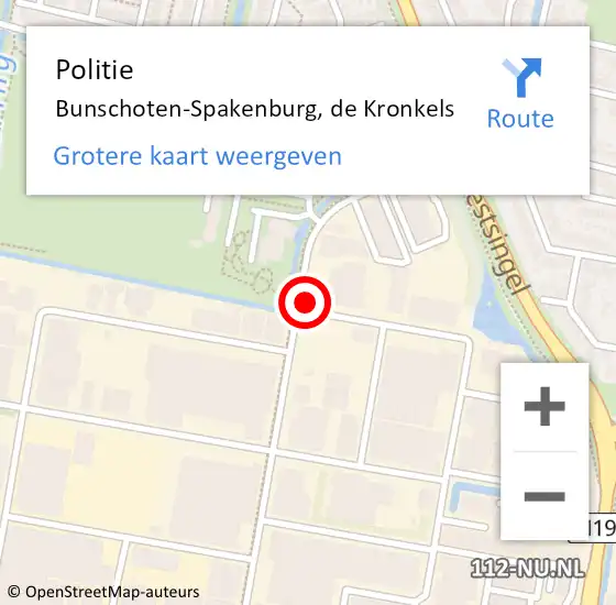 Locatie op kaart van de 112 melding: Politie Bunschoten-Spakenburg, de Kronkels op 27 oktober 2021 17:00