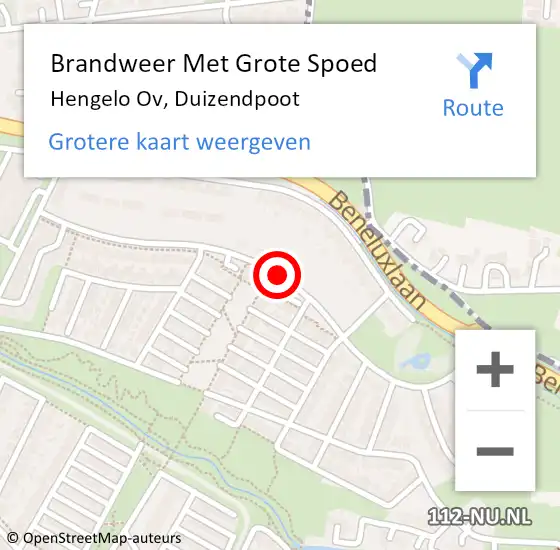 Locatie op kaart van de 112 melding: Brandweer Met Grote Spoed Naar Hengelo Ov, Duizendpoot op 27 juni 2014 12:04