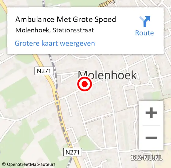 Locatie op kaart van de 112 melding: Ambulance Met Grote Spoed Naar Molenhoek, Stationsstraat op 27 oktober 2021 17:03