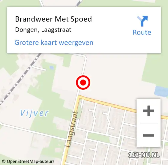 Locatie op kaart van de 112 melding: Brandweer Met Spoed Naar Dongen, Laagstraat op 27 oktober 2021 17:06