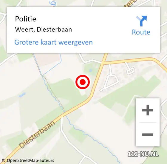 Locatie op kaart van de 112 melding: Politie Weert, Diesterbaan op 27 oktober 2021 17:20