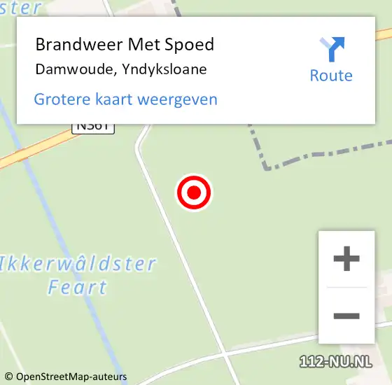 Locatie op kaart van de 112 melding: Brandweer Met Spoed Naar Damwoude, Yndyksloane op 27 oktober 2021 17:21