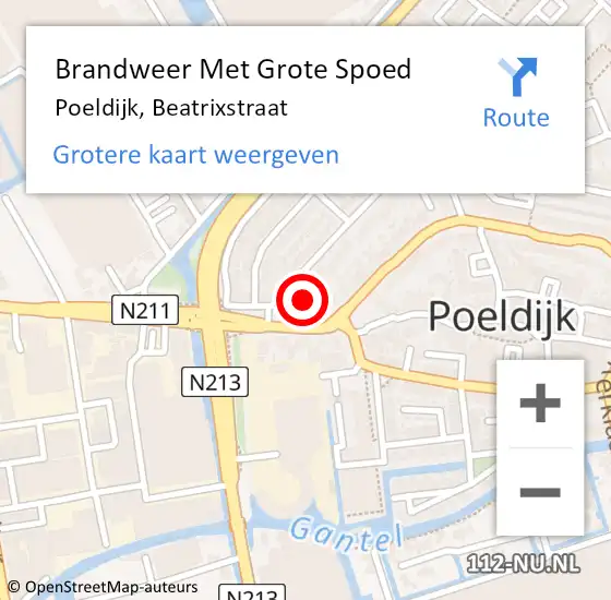 Locatie op kaart van de 112 melding: Brandweer Met Grote Spoed Naar Poeldijk, Beatrixstraat op 27 oktober 2021 17:49