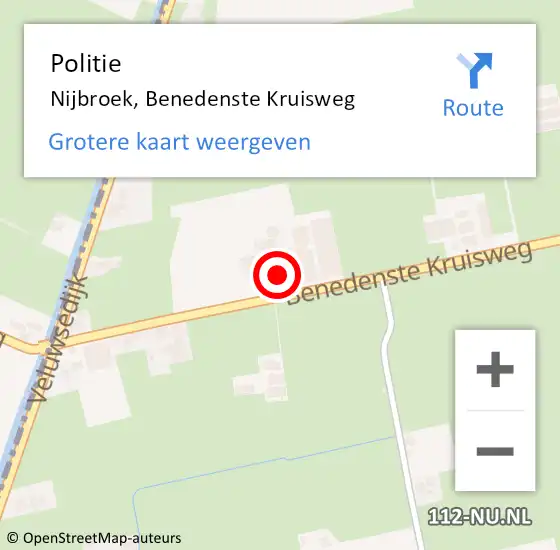 Locatie op kaart van de 112 melding: Politie Nijbroek, Benedenste Kruisweg op 27 oktober 2021 17:49