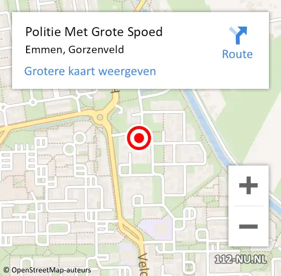 Locatie op kaart van de 112 melding: Politie Met Grote Spoed Naar Emmen, Gorzenveld op 27 oktober 2021 17:55