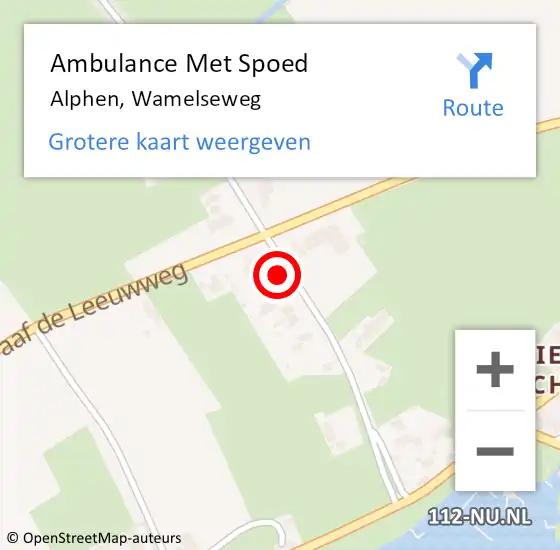 Locatie op kaart van de 112 melding: Ambulance Met Spoed Naar Alphen, Wamelseweg op 27 oktober 2021 18:03