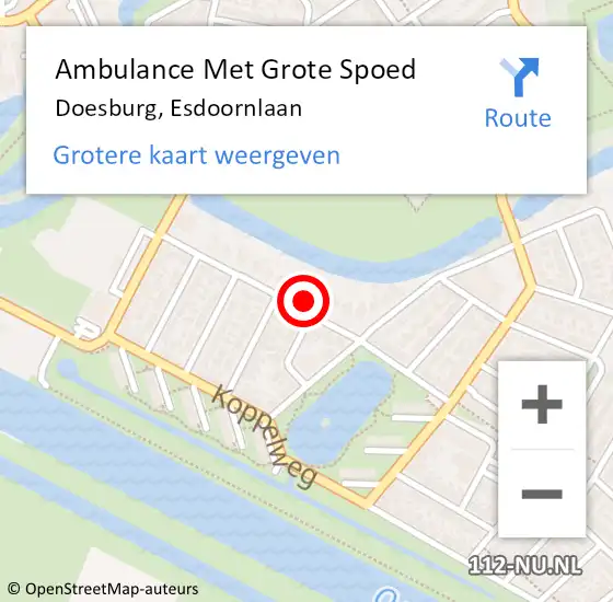 Locatie op kaart van de 112 melding: Ambulance Met Grote Spoed Naar Doesburg, Esdoornlaan op 27 oktober 2021 18:10