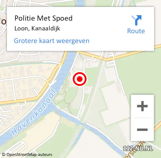 Locatie op kaart van de 112 melding: Politie Met Spoed Naar Loon, Kanaaldijk op 27 oktober 2021 18:48