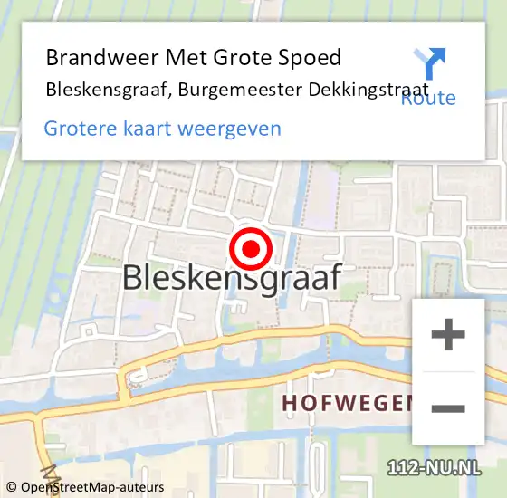 Locatie op kaart van de 112 melding: Brandweer Met Grote Spoed Naar Bleskensgraaf, Burgemeester Dekkingstraat op 27 oktober 2021 18:57