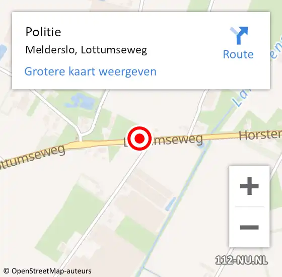 Locatie op kaart van de 112 melding: Politie Melderslo, Lottumseweg op 27 oktober 2021 19:35