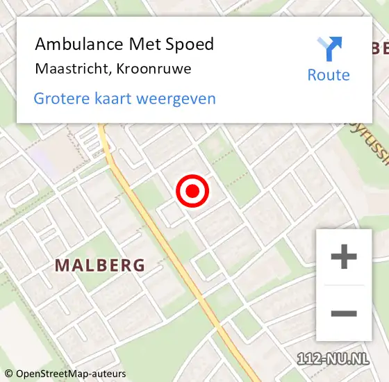 Locatie op kaart van de 112 melding: Ambulance Met Spoed Naar Maastricht, Kroonruwe op 27 juni 2014 12:16