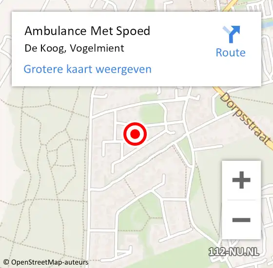 Locatie op kaart van de 112 melding: Ambulance Met Spoed Naar De Koog, Vogelmient op 27 oktober 2021 20:09