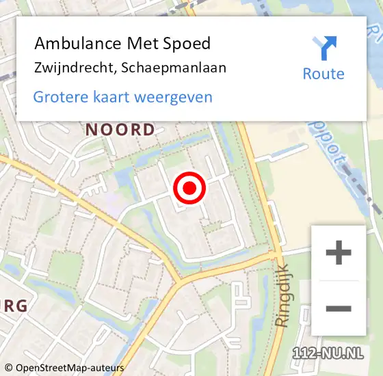 Locatie op kaart van de 112 melding: Ambulance Met Spoed Naar Zwijndrecht, Schaepmanlaan op 27 oktober 2021 20:16