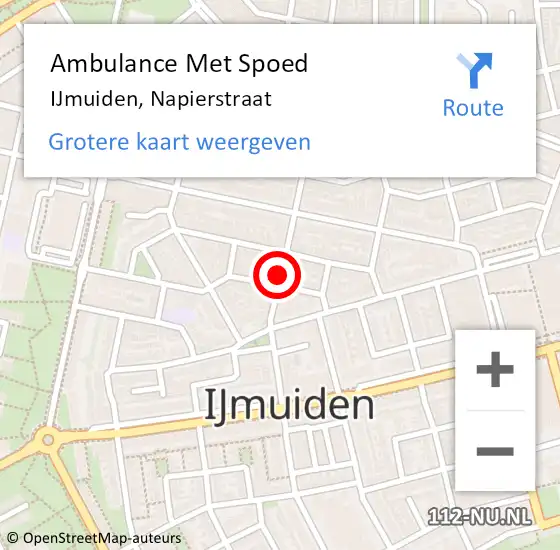Locatie op kaart van de 112 melding: Ambulance Met Spoed Naar IJmuiden, Napierstraat op 27 oktober 2021 20:35