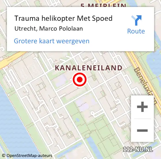 Locatie op kaart van de 112 melding: Trauma helikopter Met Spoed Naar Utrecht, Marco Pololaan op 27 oktober 2021 21:32