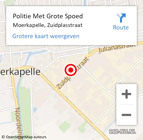 Locatie op kaart van de 112 melding: Politie Met Grote Spoed Naar Moerkapelle, Zuidplasstraat op 27 oktober 2021 22:27