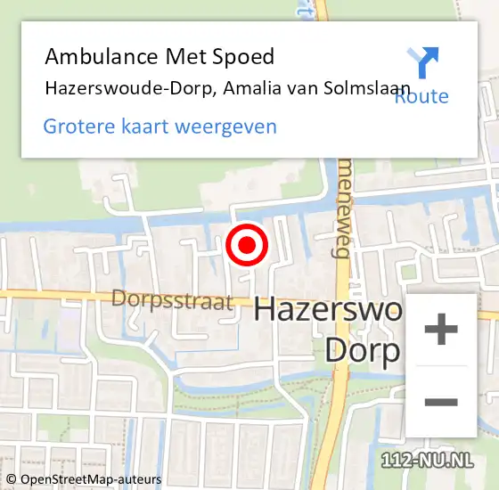 Locatie op kaart van de 112 melding: Ambulance Met Spoed Naar Hazerswoude-Dorp, Amalia van Solmslaan op 27 oktober 2021 22:39