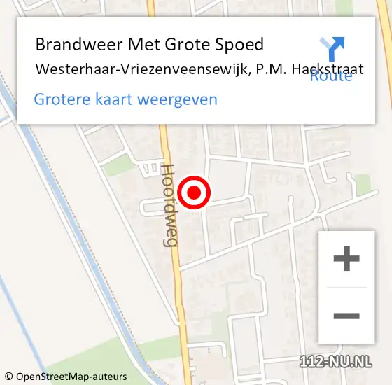 Locatie op kaart van de 112 melding: Brandweer Met Grote Spoed Naar Westerhaar-Vriezenveensewijk, P.M. Hackstraat op 27 oktober 2021 23:51