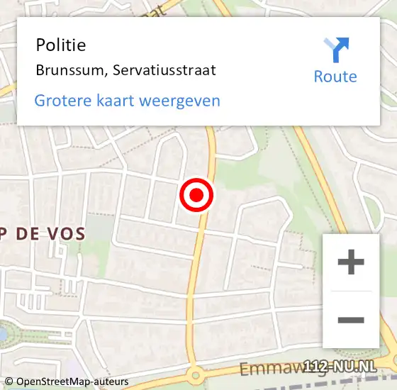 Locatie op kaart van de 112 melding: Politie Brunssum, Servatiusstraat op 27 oktober 2021 23:52