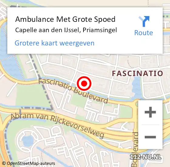 Locatie op kaart van de 112 melding: Ambulance Met Grote Spoed Naar Capelle aan den IJssel, Priamsingel op 27 oktober 2021 23:58