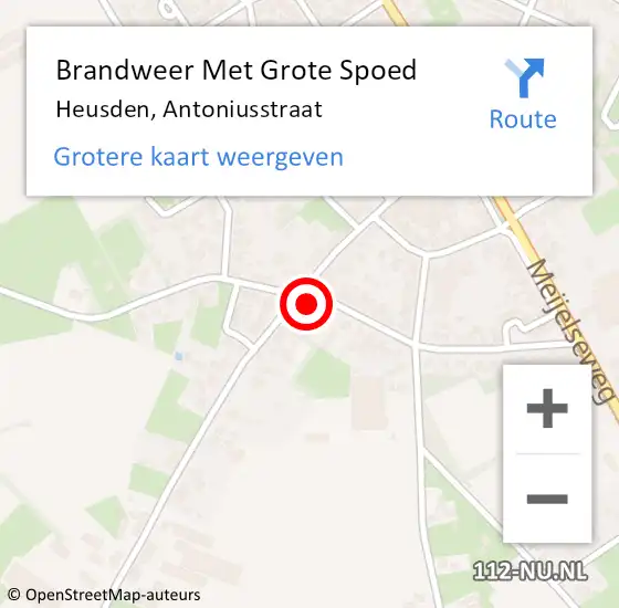 Locatie op kaart van de 112 melding: Brandweer Met Grote Spoed Naar Heusden, Antoniusstraat op 28 oktober 2021 00:24