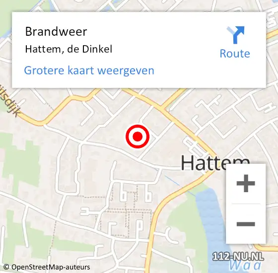 Locatie op kaart van de 112 melding: Brandweer Hattem, de Dinkel op 28 oktober 2021 00:37