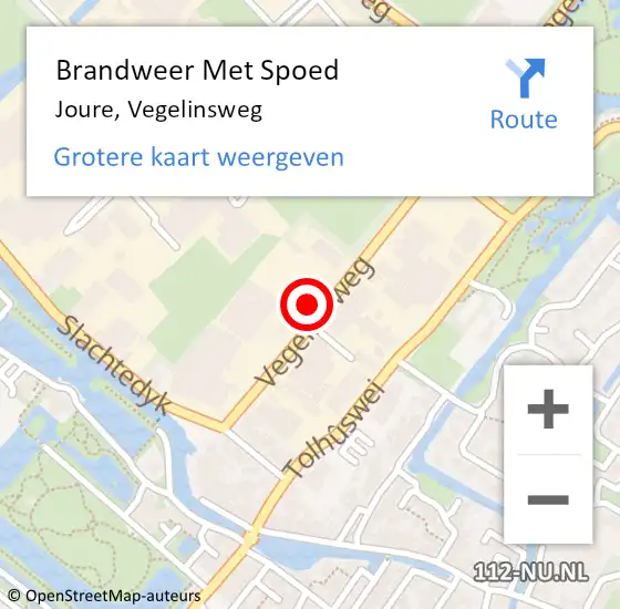 Locatie op kaart van de 112 melding: Brandweer Met Spoed Naar Joure, Vegelinsweg op 28 oktober 2021 03:15