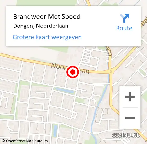 Locatie op kaart van de 112 melding: Brandweer Met Spoed Naar Dongen, Noorderlaan op 28 oktober 2021 03:44