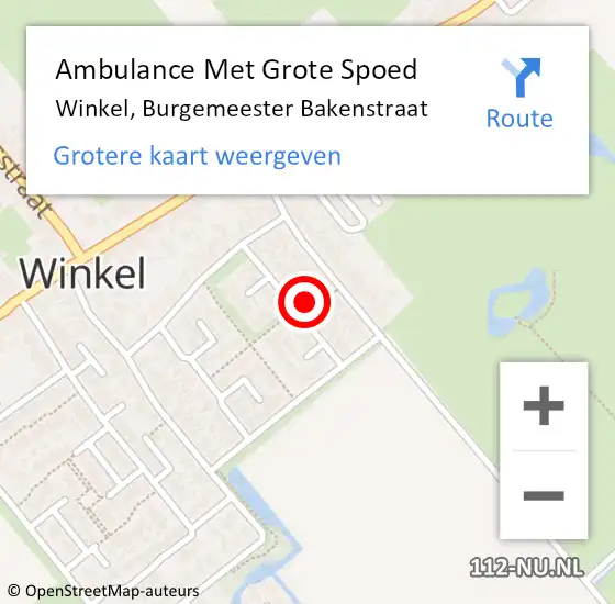 Locatie op kaart van de 112 melding: Ambulance Met Grote Spoed Naar Winkel, Burgemeester Bakenstraat op 28 oktober 2021 03:55