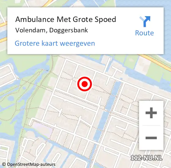 Locatie op kaart van de 112 melding: Ambulance Met Grote Spoed Naar Volendam, Doggersbank op 28 oktober 2021 04:02