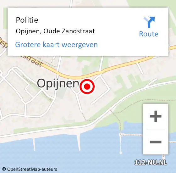 Locatie op kaart van de 112 melding: Politie Opijnen, Oude Zandstraat op 28 oktober 2021 06:58