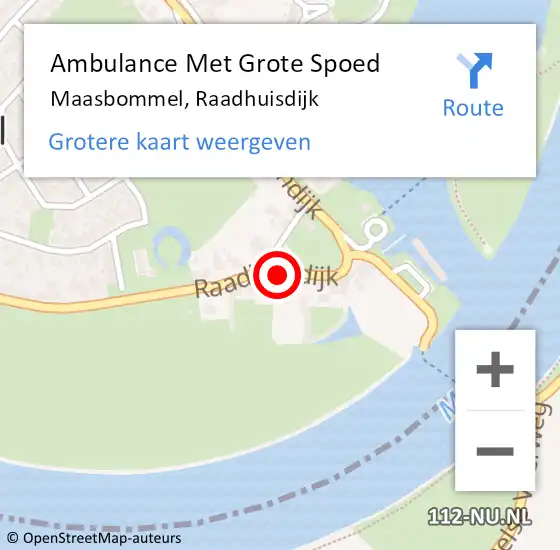 Locatie op kaart van de 112 melding: Ambulance Met Grote Spoed Naar Maasbommel, Raadhuisdijk op 28 oktober 2021 07:11
