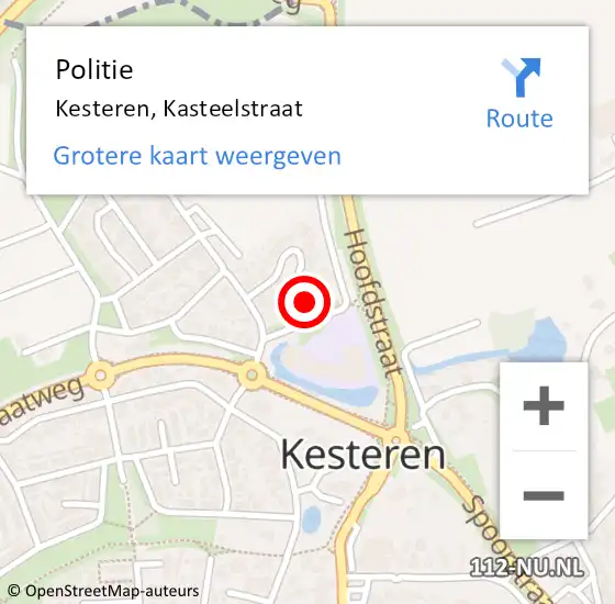 Locatie op kaart van de 112 melding: Politie Kesteren, Kasteelstraat op 28 oktober 2021 07:16