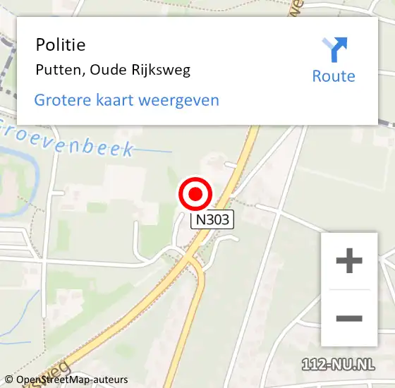 Locatie op kaart van de 112 melding: Politie Putten, Oude Rijksweg op 28 oktober 2021 07:23