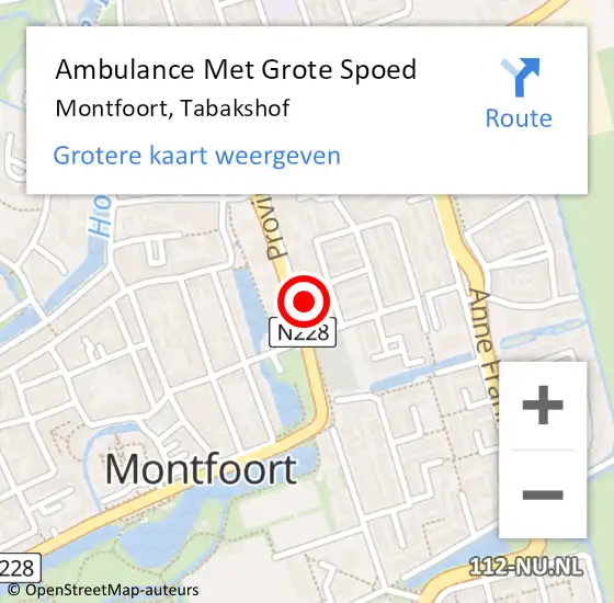 Locatie op kaart van de 112 melding: Ambulance Met Grote Spoed Naar Montfoort, Tabakshof op 27 juni 2014 12:42