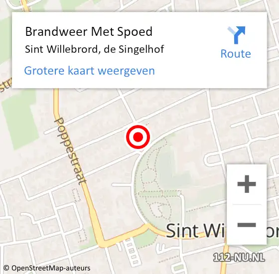 Locatie op kaart van de 112 melding: Brandweer Met Spoed Naar Sint Willebrord, de Singelhof op 28 oktober 2021 07:55