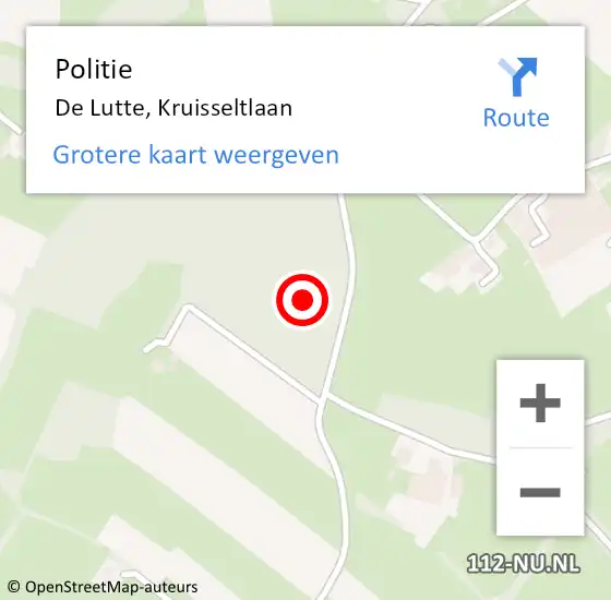 Locatie op kaart van de 112 melding: Politie De Lutte, Kruisseltlaan op 28 oktober 2021 08:01