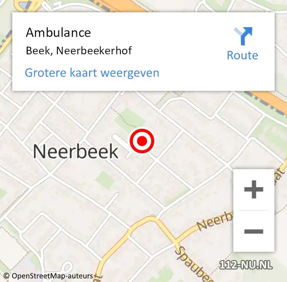 Locatie op kaart van de 112 melding: Ambulance Beek, Neerbeekerhof op 27 juni 2014 12:44