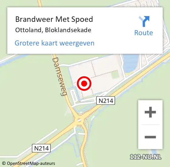 Locatie op kaart van de 112 melding: Brandweer Met Spoed Naar Ottoland, Bloklandsekade op 27 juni 2014 12:46