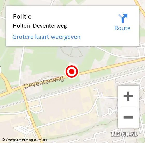 Locatie op kaart van de 112 melding: Politie Holten, Deventerweg op 28 oktober 2021 08:45