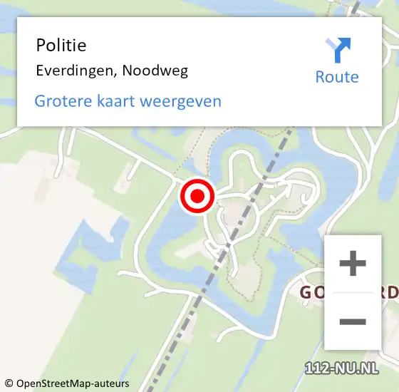 Locatie op kaart van de 112 melding: Politie Everdingen, Noodweg op 28 oktober 2021 08:46