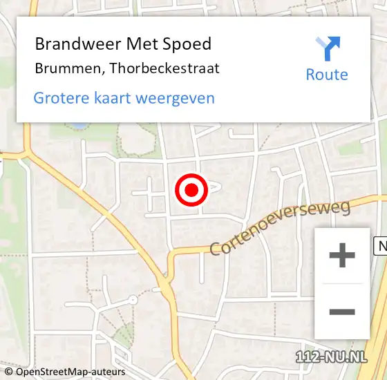 Locatie op kaart van de 112 melding: Brandweer Met Spoed Naar Brummen, Thorbeckestraat op 28 oktober 2021 08:51