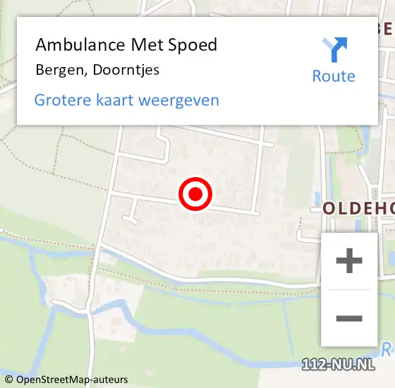 Locatie op kaart van de 112 melding: Ambulance Met Spoed Naar Bergen, Doorntjes op 28 oktober 2021 08:54