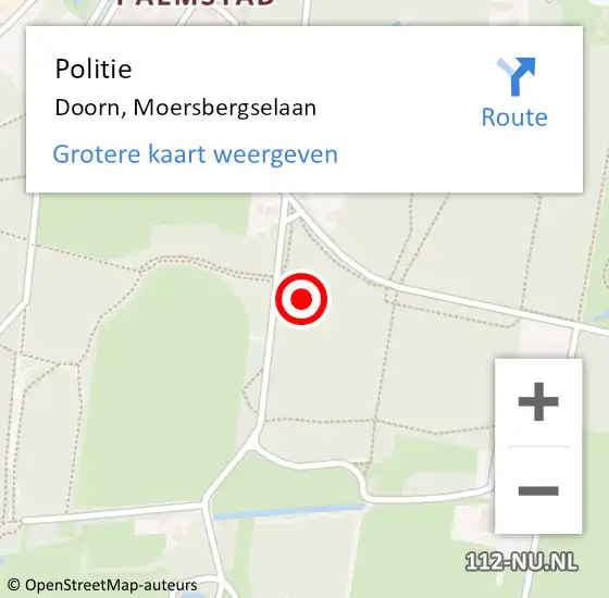 Locatie op kaart van de 112 melding: Politie Doorn, Moersbergselaan op 28 oktober 2021 09:16