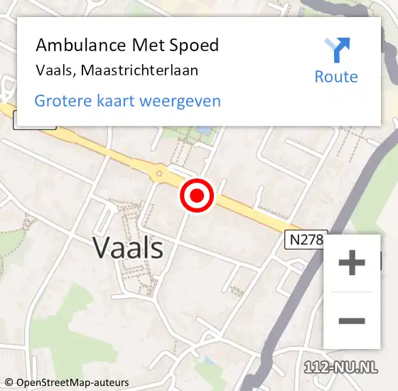 Locatie op kaart van de 112 melding: Ambulance Met Spoed Naar Vaals, Maastrichterlaan op 27 juni 2014 12:52