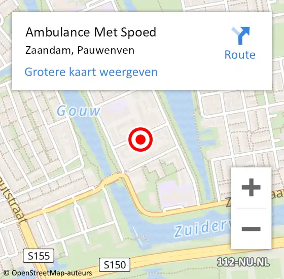 Locatie op kaart van de 112 melding: Ambulance Met Spoed Naar Zaandam, Pauwenven op 28 oktober 2021 10:07