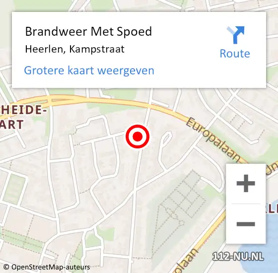 Locatie op kaart van de 112 melding: Brandweer Met Spoed Naar Heerlen, Kampstraat op 28 oktober 2021 10:34