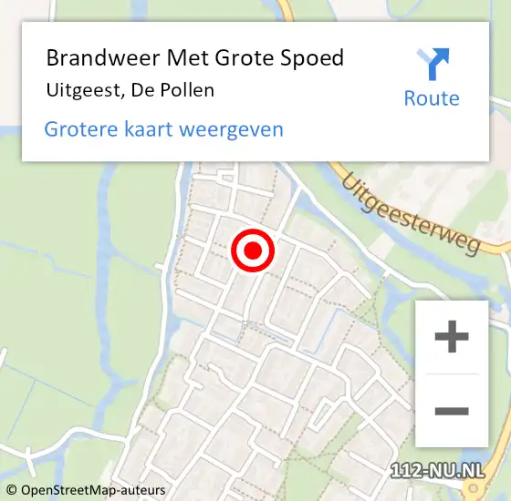 Locatie op kaart van de 112 melding: Brandweer Met Grote Spoed Naar Uitgeest, De Pollen op 28 oktober 2021 10:44