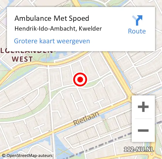 Locatie op kaart van de 112 melding: Ambulance Met Spoed Naar Hendrik-Ido-Ambacht, Kwelder op 28 oktober 2021 11:02