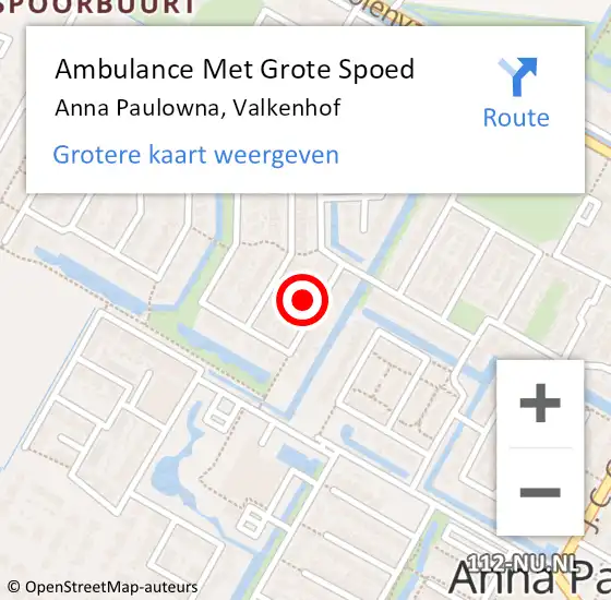 Locatie op kaart van de 112 melding: Ambulance Met Grote Spoed Naar Anna Paulowna, Valkenhof op 28 oktober 2021 11:08